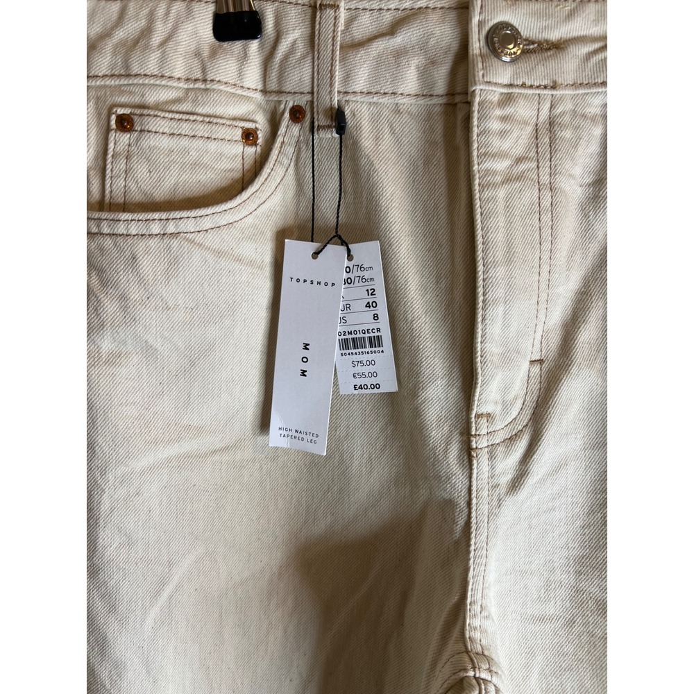 Topshop mom high waisted tapered leg jeans color ecru size 8 W30 L30 NWT